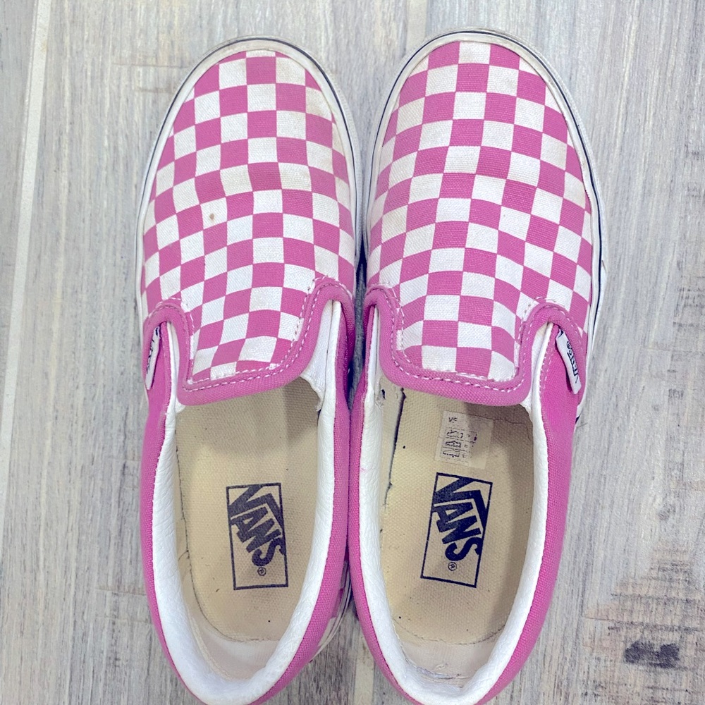 Vans Kids Classic Slip-On Checkerboard Shoe - Honeysuckle